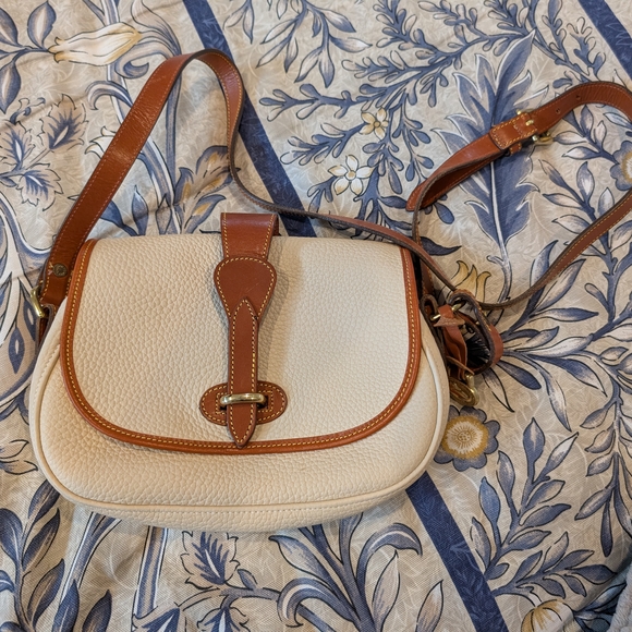 Dooney & Bourke Handbags - Dooney & Bourke Cream and Brown Leather Shoulder Bag
